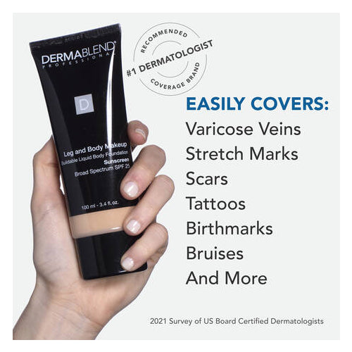 Dermablend Leg and Body Makeup Foundation with SPF 25, LIGHT BEIGE 35c , 3.4 Fl. Oz. NEW
