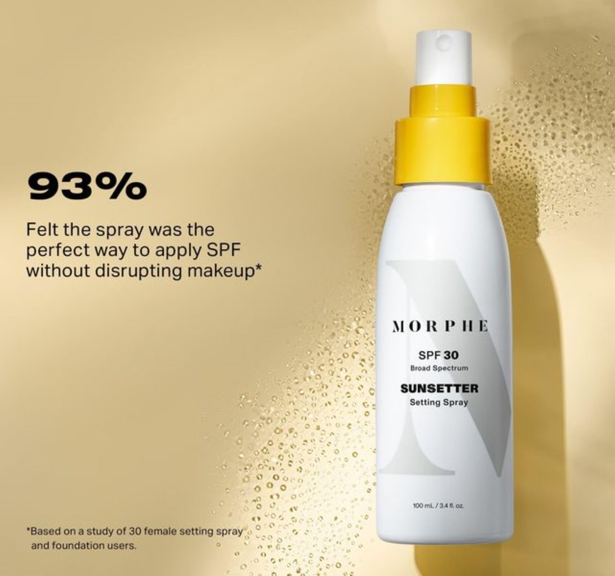 Morphe Sunsetter Spectrum Setting Spray - Broad Spectrum SPF 30 Sunscreen Spray & Makeup Setting Spray - Oil-Free Face Mist with No White Cast - Protects Against Sun & Blue Light (3.4 fl oz)