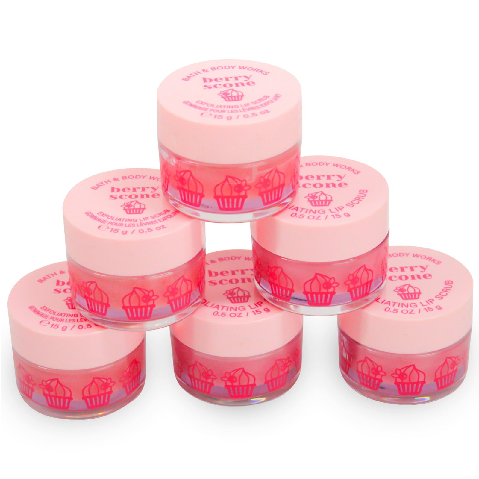 Bath & Body Works Berry Scone Exfoliating Lip Scrub – 6 Pack (0.5 oz Each)