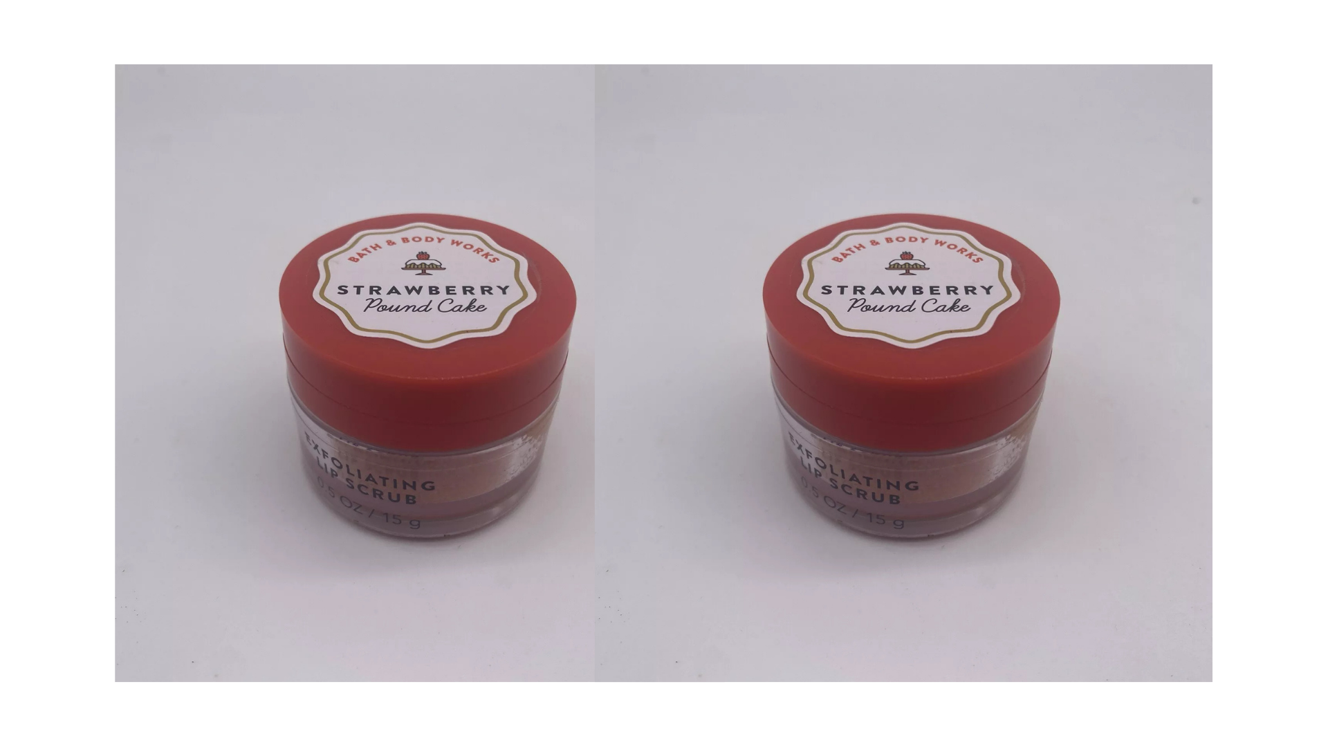 Bath & Body Works Exfoliating Lip Scrub Strawberry Pound Cake 0.5 oz Pack of 2