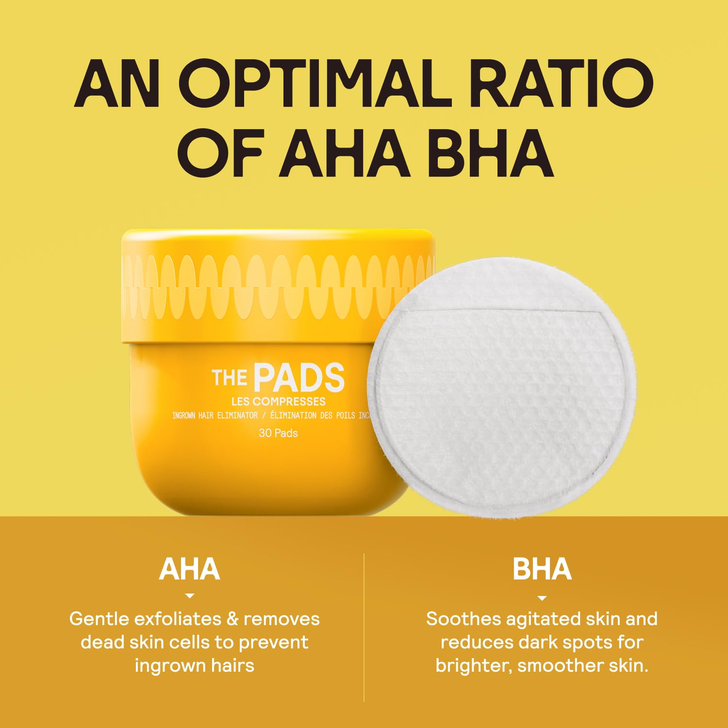 Meridian Grooming Hair Pads, Ingrown Hair Pad, Razor Bump Treatment Bikini Area Post-Grooming After Shave for Women and Men Reduce Skin Irritation, Dark Spots, Suitable for Daily Use, 30 Pads