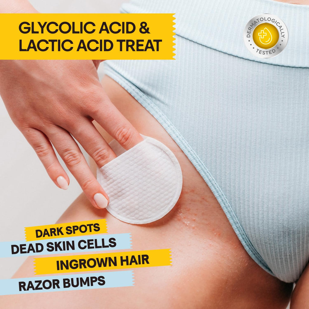 Meridian Grooming Hair Pads, Ingrown Hair Pad, Razor Bump Treatment Bikini Area Post-Grooming After Shave for Women and Men Reduce Skin Irritation, Dark Spots, Suitable for Daily Use, 30 Pads