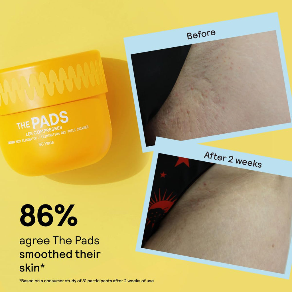 Meridian Grooming Hair Pads, Ingrown Hair Pad, Razor Bump Treatment Bikini Area Post-Grooming After Shave for Women and Men Reduce Skin Irritation, Dark Spots, Suitable for Daily Use, 30 Pads