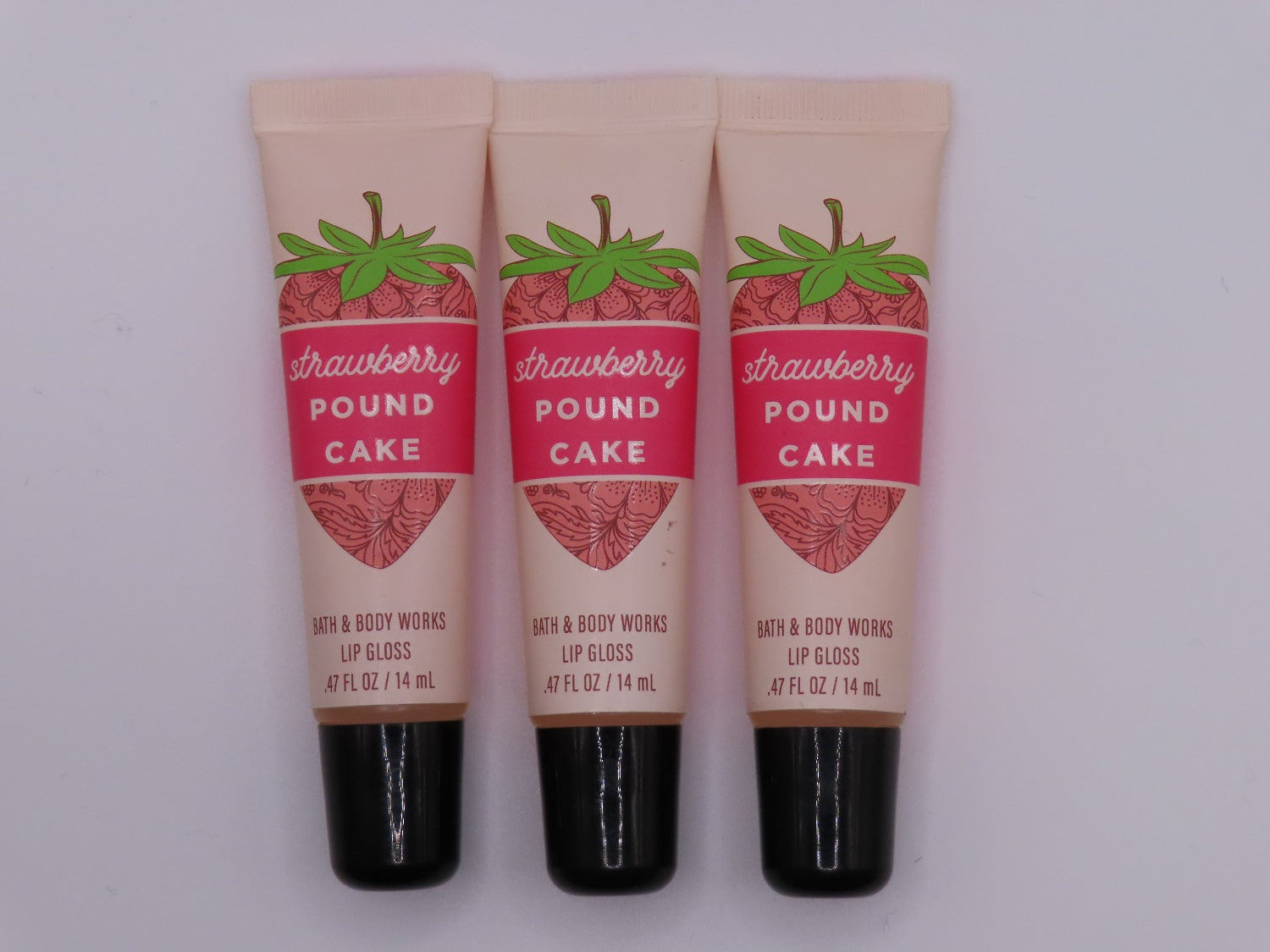 Bath & Body Works Lip Gloss Strawberry Pound Cake 0.47 Fl oz.Pack of 3