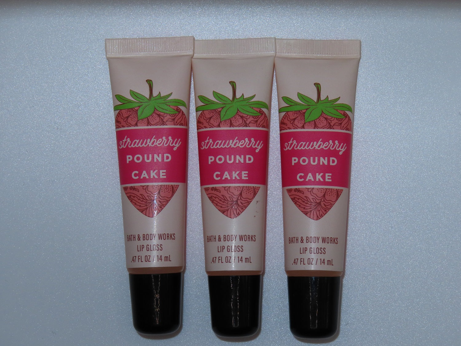 Bath & Body Works Lip Gloss Strawberry Pound Cake 0.47 Fl oz.Pack of 3