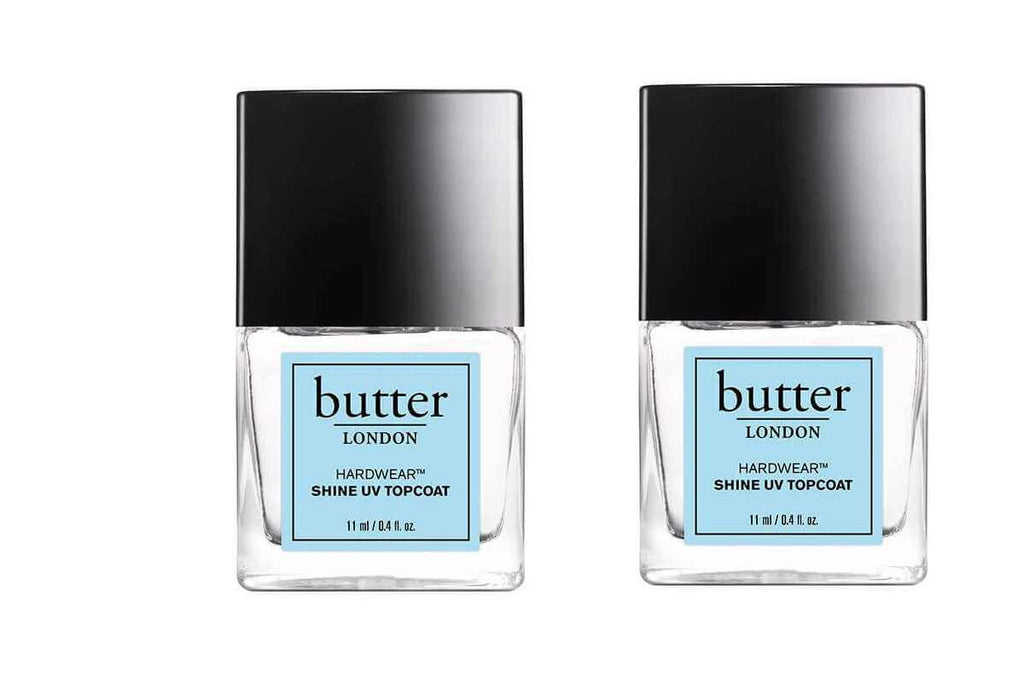 Butter London Hardwear Shine UV Topcoat for Women - 0.4 oz Nail Polish Pack of 2