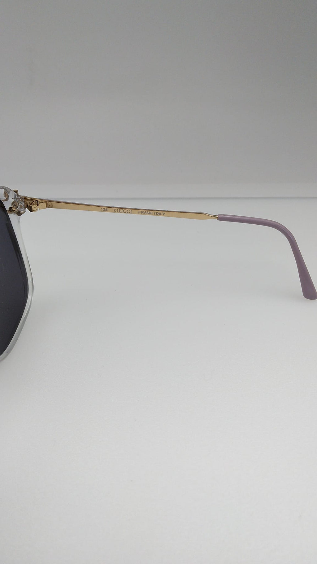 NEVER WORN! Vintage Gucci GG2305  Sunglasses 95Q Clear  With Lavender Handles