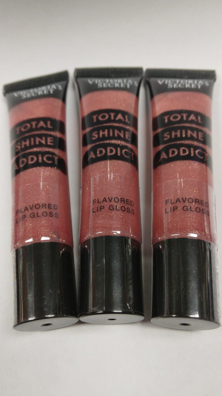 Victoria's Secret Total Shine Addict Flavored Lip Gloss - Caramel Kiss 3 PACK