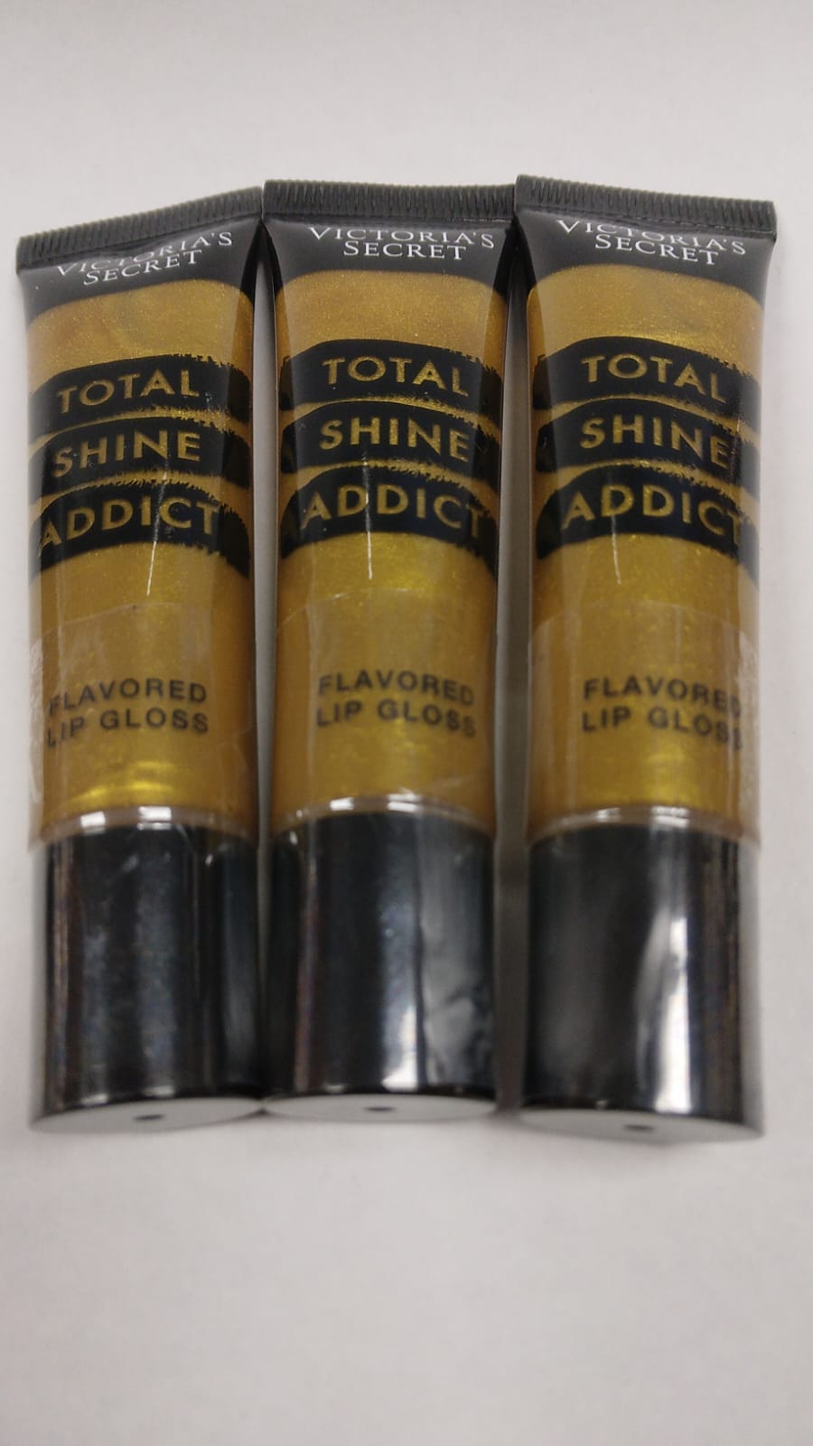 Victoria's Secret Total Shine Addict Flavored Lip Gloss Gold Crush 3 PACK