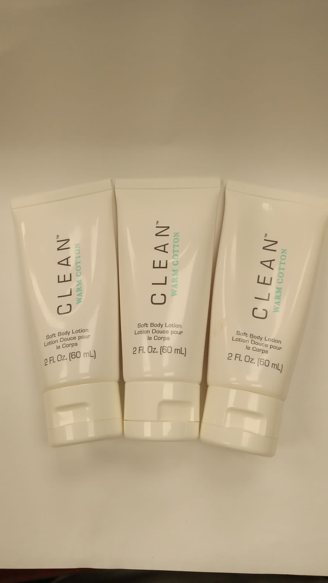 Clean - Warm Cotton -  Soft Body Lotion 2 fl oz 3 PACK
